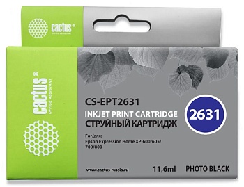 Картридж струйный Cactus CS-EPT2631 26XL фото черный (11.6мл) для Epson Expression Home XP-600/605/700/800