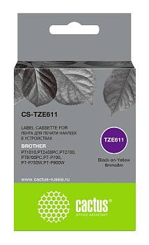 Картридж ленточный Cactus CS-TZE611 TZe-611 черный для Brother 1010/1280/1280VP/2700VP